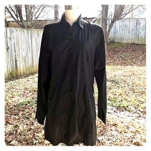 Long black pinstripe button down